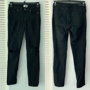 Paige Verdugo Skinny Mid Rise Black Ripped Jeans